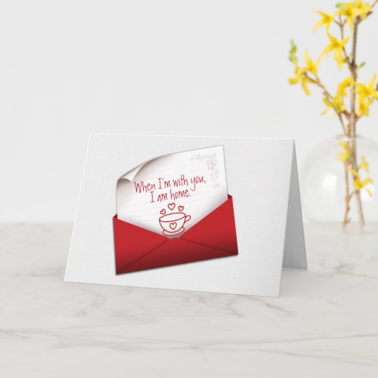 Jubileum Love Note in Red Envelope Kaart (Gele Bloem)