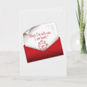 Jubileum Love Note in Red Envelope Kaart (Voorkant)
