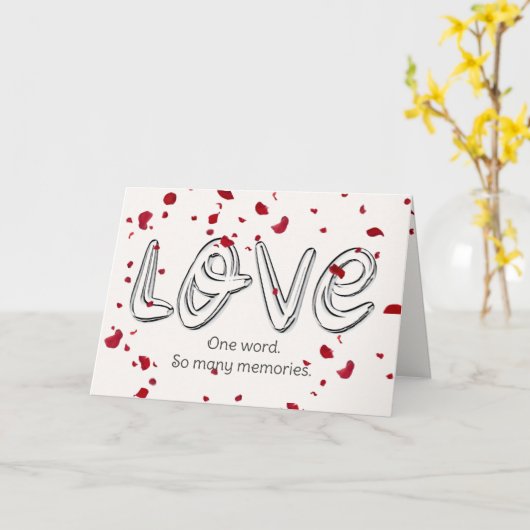 Jubileum Love Text met Falling Roos Petals Kaart (Gele Bloem)