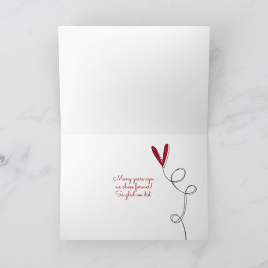 Jubileum Love wine en roos Kaart (Binnen)