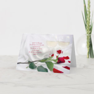 Jubileum Love wine en roos Kaart