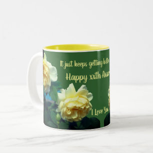 Jubileum Love Yellow Roses Flower Personated Tweekleurige Koffiemok