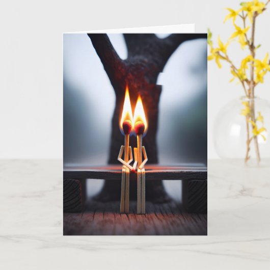 Jubileum lucifers in vuur en vlam kaart (Gele Bloem)