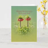 Jubileum, mama en papa, Red Rubra Tulips Kaart (Gele Bloem)