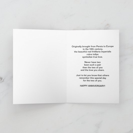 Jubileum, mama en papa, rode Rubra-tulpen Kaart (Binnen)