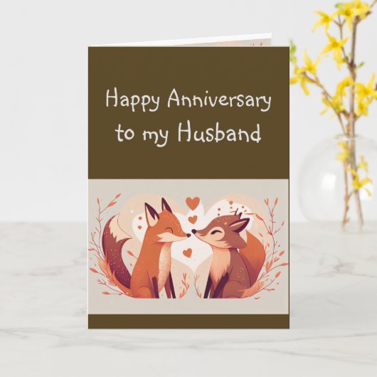 Jubileum Man Partner Fun Fox Dieren Kaart (Gele Bloem)