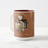 Jubileum met 3rd Weddenschap Foto Leder Heart Mok (Voorkant links)