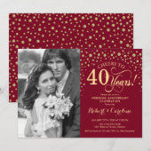 Jubileum met 40e bruiloft met foto's - Red Gold Kaart (Voorkant / Achterkant)