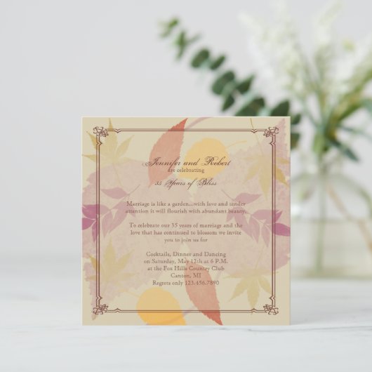 Jubileum met bijtende falletbladeren kaart (Staand voorkant)