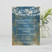 Jubileum met blauwe gouden lampjes kaart (Staand voorkant)