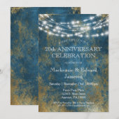 Jubileum met blauwe gouden lampjes kaart (Voorkant / Achterkant)