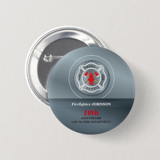 , Jubileum met brandafdeling Ronde Button 5,7 Cm (Voorkant /achterkant)