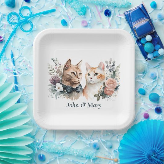 Jubileum met bruiloft op wit papieren bordje (Feest)