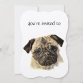 Jubileum met datum waterverf Pugs hondenhuisdier Kaart (Voorkant)