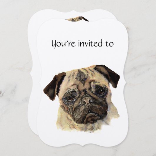 Jubileum met datum waterverf Pugs hondenhuisdier Kaart (Voorkant / Achterkant)