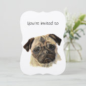 Jubileum met datum waterverf Pugs hondenhuisdier Kaart (Staand voorkant)