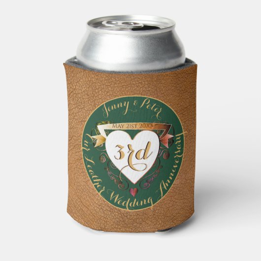 Jubileum met derde bruiloft (Afbeelding) koeler (Blikje Achterkant)