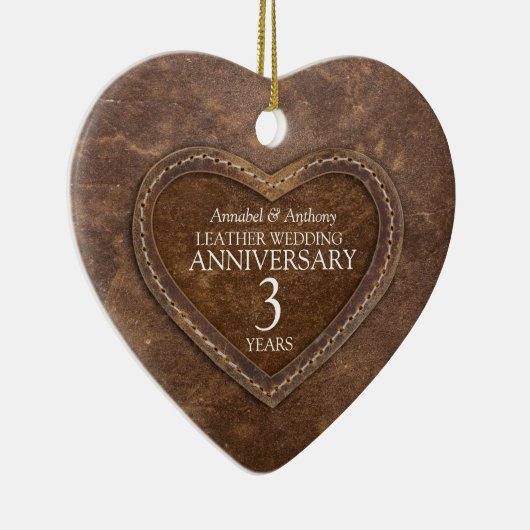 Jubileum met derde bruiloft Lederhart ornament (Rechts)