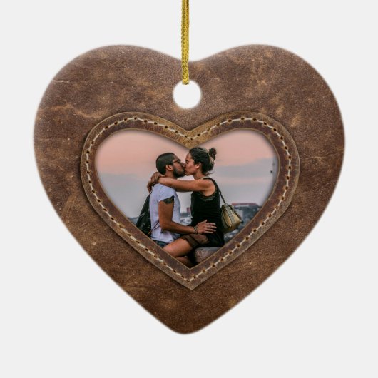 Jubileum met derde bruiloft Lederhart ornament (Achterkant)