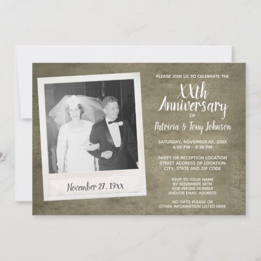 Jubileum met  foto van bruiloft - perkament kaart (Voorkant)