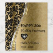 Jubileum met gouden en zwarte wonden wijn etiket (Enkel label)