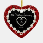 Jubileum met rode Glitter DIY Wedding Keramisch Ornament (Voorkant)