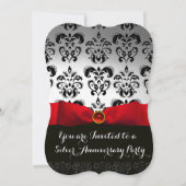 JUBILEUM MET RODE WIT-ZWARTE DAMASKWEDING KAART (Voorkant)