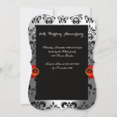 JUBILEUM MET RODE WIT-ZWARTE DAMASKWEDING KAART (Achterkant)