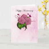 Jubileum met roze rozen en harten kaart (Gele Bloem)