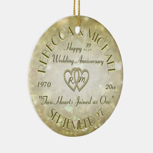 Jubileum met twee harten keramisch ornament (Rechts)