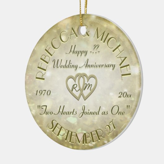 Jubileum met twee harten keramisch ornament (Links)