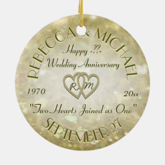 Jubileum met twee harten keramisch ornament (Achterkant)