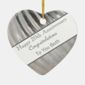 Jubileum met twintigste bruiloft Platinum Heart Keramisch Ornament (Voorkant)