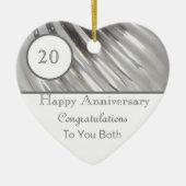 Jubileum met twintigste bruiloft Platinum Heart Keramisch Ornament (Voorkant)