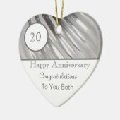 Jubileum met twintigste bruiloft Platinum Heart Keramisch Ornament (Links)