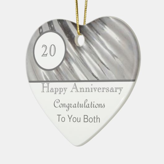 Jubileum met twintigste bruiloft Platinum Heart Keramisch Ornament (Links)