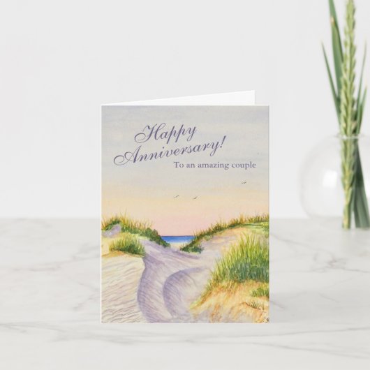 Jubileum met waterverf strandschilderingen kaart (Voorkant)