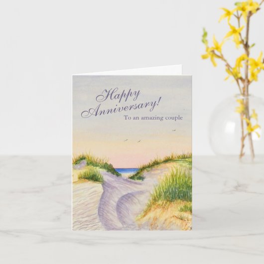 Jubileum met waterverf strandschilderingen kaart (Gele Bloem)