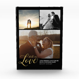 Jubileum met zwarte & goudliefde Gift Photo Block Fotoblokken