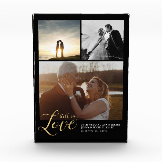 Jubileum met zwarte & goudliefde Gift Photo Block Fotoblokken (Voorkant)