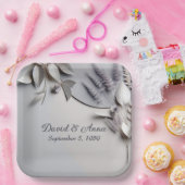 Jubileum Metallic Paper Flowers op zilver Papieren Bordje (Feest)