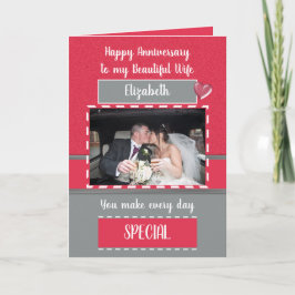 Jubileum mooie vrouw rode grijze foto kaart