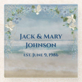 Jubileum Nautical Net en Flowers Glazen Onderzetter