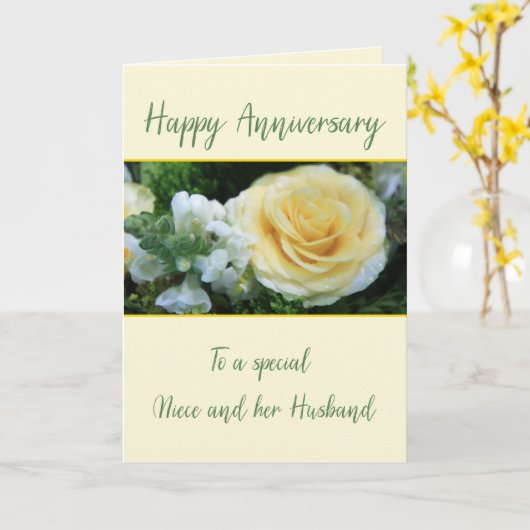Jubileum Niece & Husband Yellow Rose Kaart (Gele Bloem)