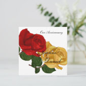 Jubileum nodigt White Red Yellow Rose Floral uit Kaart (Staand voorkant)