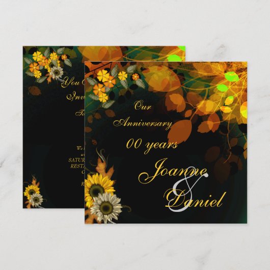 Jubileum nodigt zonbloemen in het najaar uit kaart (Voorkant / Achterkant)