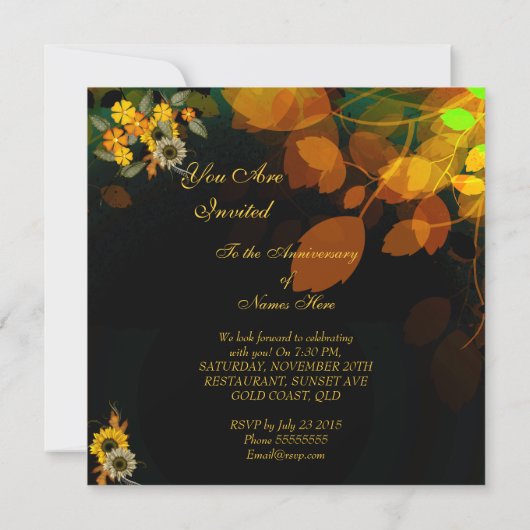 Jubileum nodigt zonbloemen in het najaar uit kaart (Achterkant)