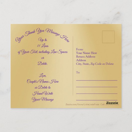 Jubileum- OF trouwfoto Dank u Briefkaarten (Achterkant)