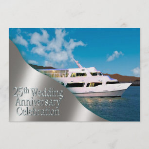 Jubileum op jacht 25th Wedding   daglicht Kaart