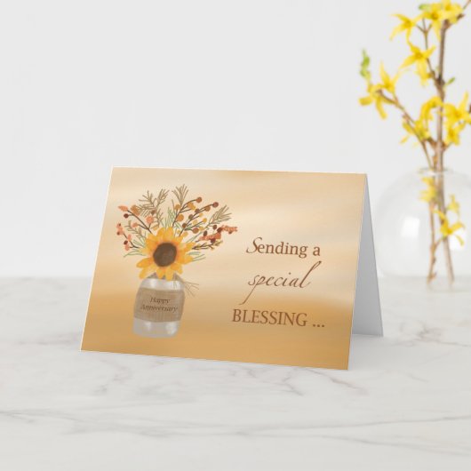 Jubileum op Thanksgiving Zonnebloem Kaart (Gele Bloem)